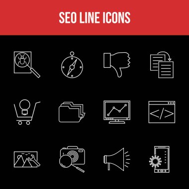 Eşsiz SEO Satır simgesi seti