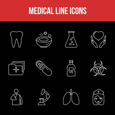 Eşsiz Tıbbi Satır simgesi seti