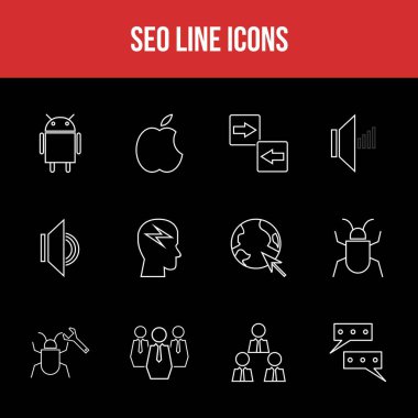 Eşsiz SEO Satır simgesi seti