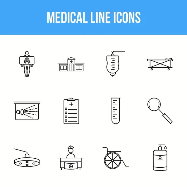 Conjunto Iconos Línea Médica Única — Vector de stock