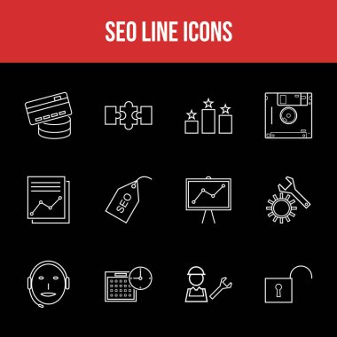 Eşsiz SEO Satır simgesi seti