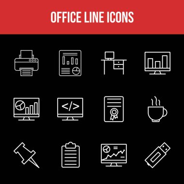 Eşsiz Ofis Satırı simgesi seti