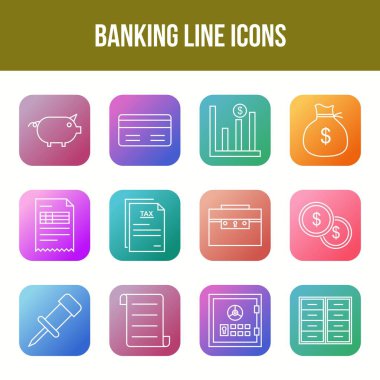 Eşsiz Bankacılık Çizgisi simgesi seti