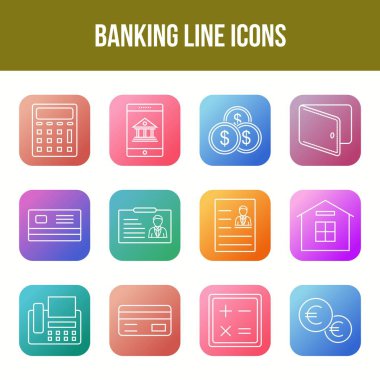 Eşsiz Bankacılık Çizgisi simgesi seti