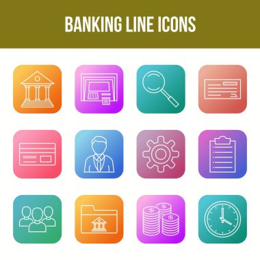 Eşsiz Bankacılık Çizgisi simgesi seti