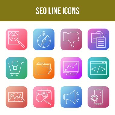 Eşsiz SEO Satır simgesi seti