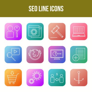 Eşsiz SEO Satır simgesi seti