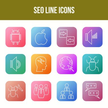 Eşsiz SEO Satır simgesi seti