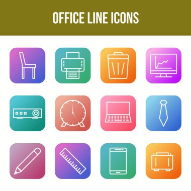 Eşsiz Ofis Satırı simgesi seti