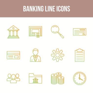 Eşsiz Bankacılık Çizgisi simgesi seti