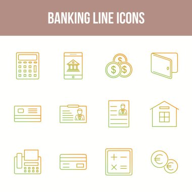Eşsiz Bankacılık Çizgisi simgesi seti