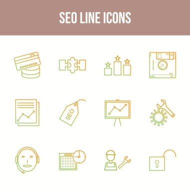 Eşsiz SEO Satır simgesi seti