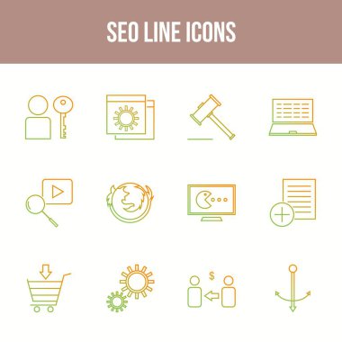 Eşsiz SEO Satır simgesi seti