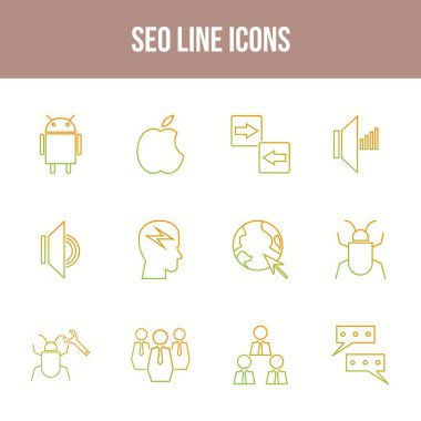 Eşsiz SEO Satır simgesi seti