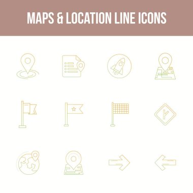 Eşsiz Harita & konum Satır simgesi seti