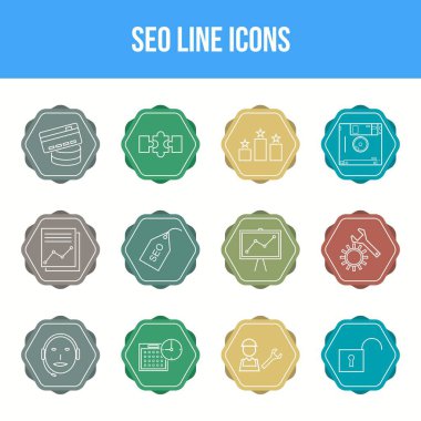 Eşsiz SEO Satır simgesi seti