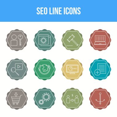 Eşsiz SEO Satır simgesi seti