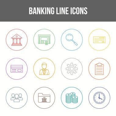 Eşsiz Bankacılık Çizgisi simgesi seti
