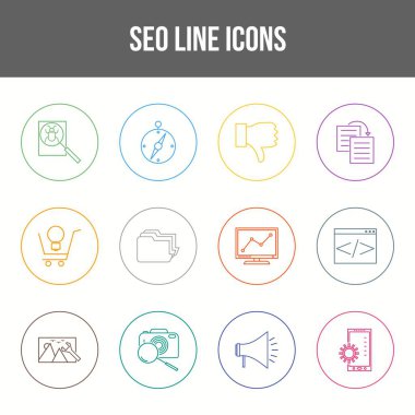 Eşsiz SEO Satır simgesi seti