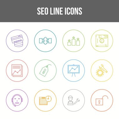 Eşsiz SEO Satır simgesi seti