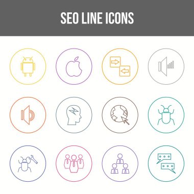 Eşsiz SEO Satır simgesi seti