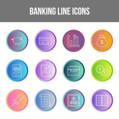 Eşsiz Bankacılık Çizgisi simgesi seti