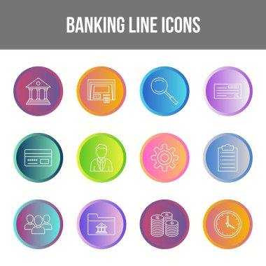 Eşsiz Bankacılık Çizgisi simgesi seti