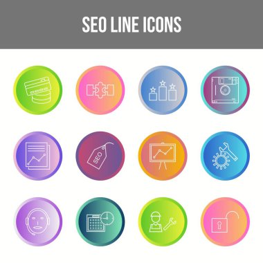 Eşsiz SEO Satır simgesi seti