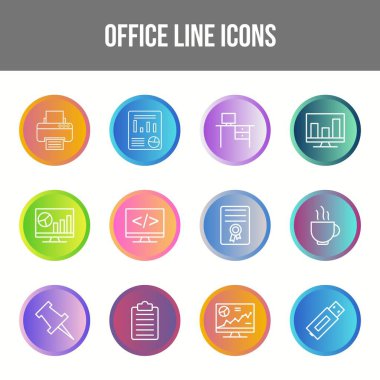 Eşsiz Ofis Satırı simgesi seti