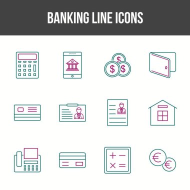 Eşsiz Bankacılık Çizgisi simgesi seti