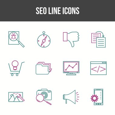 Eşsiz SEO Satır simgesi seti