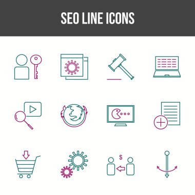 Eşsiz SEO Satır simgesi seti