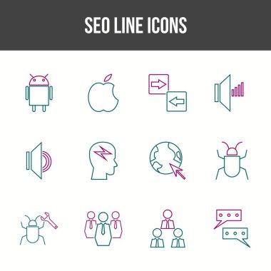 Eşsiz SEO Satır simgesi seti