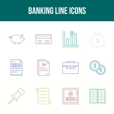 Eşsiz Bankacılık Çizgisi simgesi seti