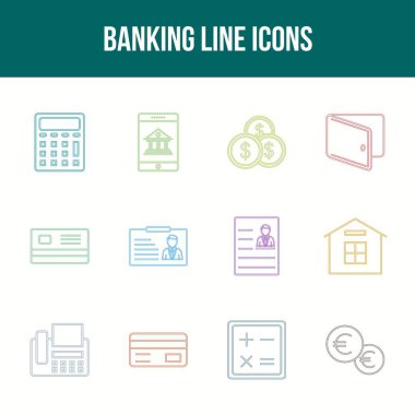 Eşsiz Bankacılık Çizgisi simgesi seti