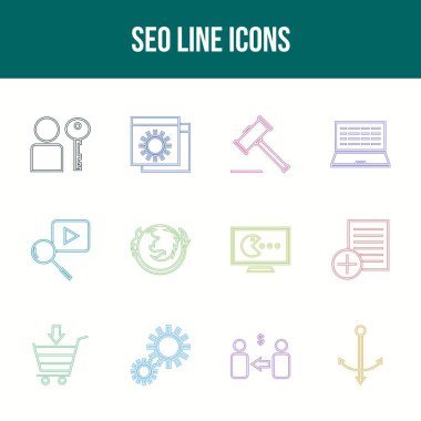 Eşsiz SEO Satır simgesi seti