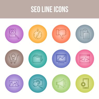 Eşsiz SEO Satır simgesi seti