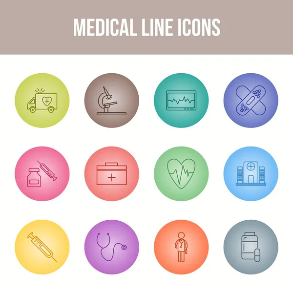 Conjunto Iconos Línea Médica Única — Vector de stock