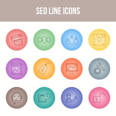 Eşsiz SEO Satır simgesi seti