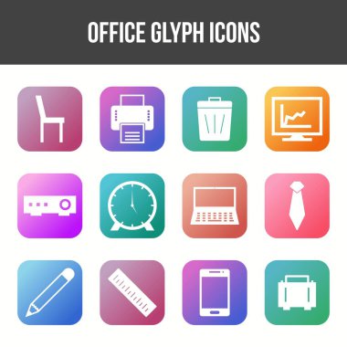 Eşsiz Ofis Glifi simgesi seti