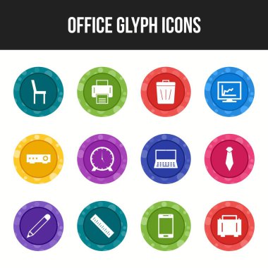 Eşsiz Ofis Glifi simgesi seti