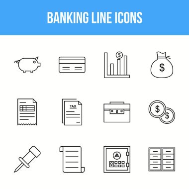 Eşsiz Bankacılık Çizgisi simgesi seti