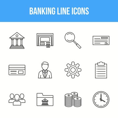 Eşsiz Bankacılık Çizgisi simgesi seti