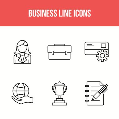 Kişisel ve ticari kullanım için 6 Simge İş Seti.