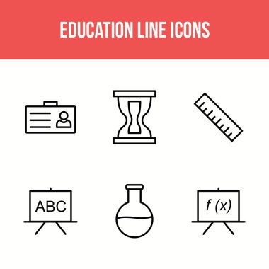 Güzel Altı Eğitim ve Okul Satırı Simgesi seti