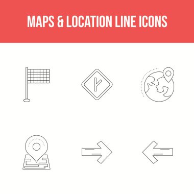Güzel haritalar ve konum çizgisi simgeleri kümesi