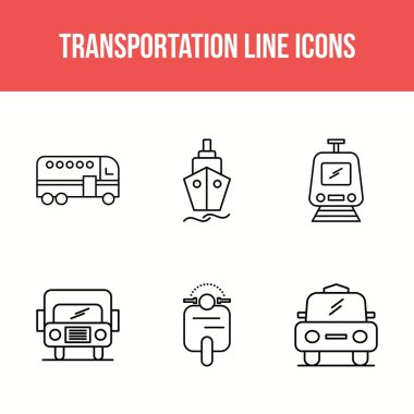 Güzel Ulaşım benzersiz satır 6 simgeleri ayarlandı