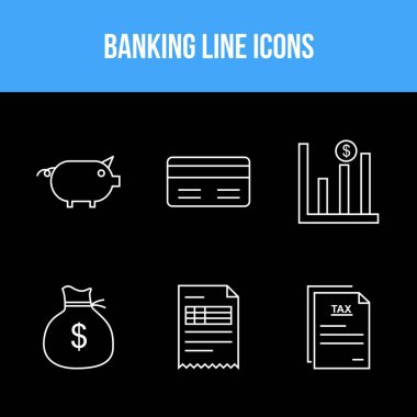 Bankacılık simgelerinin benzersiz satır vektörü simgesi