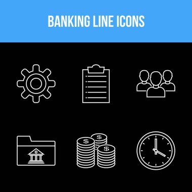 6 Güzel Bankacılık Çizgisi vektör simgesi