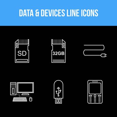 Eşsiz Veri ve aygıt vektör simgesi seti